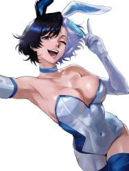 1girls big_ass big_breasts breasts bunny_ears bunnysuit cleavage cute female female_only insomn_bion insomniaboin korean_female luna_snow luna_snow_(marvel_rivals) marvel marvel_rivals navel selfie skindentation smile smiling_at_viewer thick_thighs