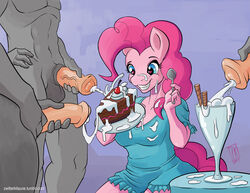 2014 animal_genitalia anthro anthrofied balls blue_eyes cake clothing cum cum_drinking cum_eating cum_in_glass cum_in_mouth cum_inside cum_on_food cumshot dress equine female food food_play friendship_is_magic fur hair horse horsecock male mammal masturbation my_little_pony orgasm penis pink_fur pink_hair pinkie_pie_(mlp) pony smile spoon straight_hair zwitterkitsune