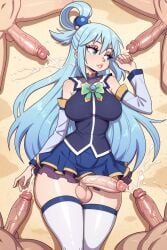 2024 ai_assisted ai_generated aqua_(konosuba) aqua_eyes aqua_hair blue_eyes breasts breasts breasts commission commission_art commissioner_upload edit edited edited_image futanari kono_subarashii_sekai_ni_shukufuku_wo! konosuba medium_breasts self_upload stable_diffusion tagme uncensored wardens watermark