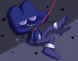 algebralien battle_for_dream_island bfb bfdi blue_body blue_dick blue_penis bondage chains collar four_(bfb) handcuffs leash leash_and_collar leash_pull object_shows penis restrained seductive sharp_teeth solo tentacle_penis tied_up x_finds_out_his_value xfohv