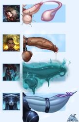 4futas aurora_(league_of_legends) balls cock_ring condom cum cum_in_condom erection futa_only futanari gigantic_penis huge_balls huge_cock kalikias kalista league_of_legends lissandra penis_chart penis_size_chart rell_(league_of_legends)