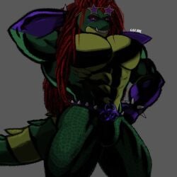 abs big_muscle big_pecs big_pectorals five_nights_at_freddy's five_nights_at_freddy's:_security_breach furry male_furry montgomery_gator_(fnaf) muscular muscular_male muscular_thighs pecs pectorals solo thighs