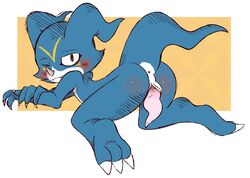 anus ass blush digimon erection feline-fattale male male_only penis presenting presenting_hindquarters solo veemon