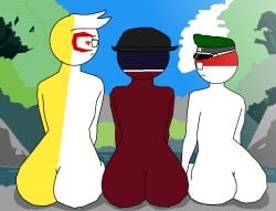 3boys alg_animations algerian ass back_view basically_thai butt_cheeks completely_naked completely_nude_male countryhumans faqids hat hat_only indonesian looking_at_another male male_only morning naked naked_male no_irises nude nude_male outdoor outdoor_nudity red_body red_skin sitting_on_rock teenagers thai uncensored white_body white_skin yellow_body youtuber youtubers