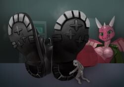 anonymous_artist anthro boots bun_morozov businesswoman clothing dominant dragon duo eve_softpaw feet female foot_fetish footwear hi_res humiliation lagomorph leporid licking macro male male/female mammal micro musk mythological_creature mythological_scalie mythology nude rabbit scalie shoes slave soles tongue worship