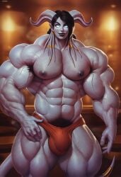 abs ai_generated ambush_(trap) armpit_hair bulge chest_hair draenei extreme_muscles genderswap_(ftm) hairy_armpits hairy_arms hairy_chest hyper_muscles male male_only muscular muscular_futanari muscular_male rule_63 sewoh solo warcraft world_of_warcraft