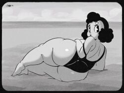 1940s 1girls 2024 4:3 :o artist_name artist_signature ass ass_focus back_view bare_legs bare_shoulders barefoot beach big_ass big_breasts big_butt black_and_white bottom_heavy breasts cartoony chubby chubby_female clothed clothing eyelashes female female_only hi_res highres joaoppereiraus laying_down laying_on_side legs_together lipstick looking_at_viewer looking_back medium_hair monochrome mrs._doe_(the_vacationer's_paradise) outdoors outside pac-man_eyes rubberhose shiny_ass shiny_skin solo solo_female surprised surprised_expression swimsuit the_vacationer's_paradise thick thick_ass thick_butt thick_hips thick_legs thunder_thighs toon toony voluptuous voluptuous_female wide_hips