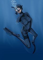 aqua_enjoyer asphyxiation diving diving_mask diving_suit drowning female masturbation scb-wtst sea snorkel suffocation underwater wetsuit