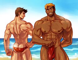 abs ass bara beach beard biceps gay male male/male male_nipples male_only manly mature_male mondoart muscular_male nipples pecs underwear