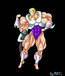 abs biceps blonde_hair breasts dragon_ball dragon_ball_z female matl muscles muscular muscular_arms muscular_female muscular_legs muscular_thighs needs_breasts pecs