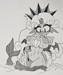 annoyed big_breasts black_and_white black_pearl_cookie breasts cookie_run cookie_run_kingdom fake_tail imminent_sex mermaid mermaid_tail monochrome tentacle