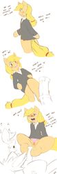 2014 animal_genitalia anthro applejack_(mlp) blonde_hair blush clothing cold-blooded-twilight cum dialog dickgirl duo english_text equine female freckles friendship_is_magic fur futanari hair hoof_fetish hoofjob_(hindlimbs) horse horsecock intersex long_hair mammal my_little_pony open_mouth orange_fur panties pegasus penis plain_background pony pussy rainbow_dash_(mlp) smooth_skin sweat text two_tone_hair underwear vein white_background wings