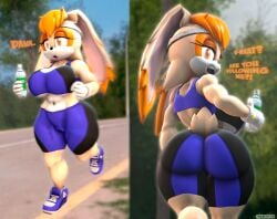 3d bubble_butt gym_clothes milf sonic_(series) spandex_shorts sports_bra spying theashsfm vanilla_the_rabbit