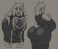 1girls alternate_hairstyle big_ass big_breasts female garbageboxxxed goat goat_mom tagme toriel undertale