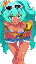 1girls ass big_ass big_thighs bikini bikinirn brazil brazilian brazilian_female brazilian_miku breasts cyan_eyes cyan_hair female female_only hatsune_miku huge_thighs latin_american_hatsune_miku_(meme) long_hair looking_at_viewer medium_breasts shirt shorts sleepingmarlon2 small_breasts solo tagme tan tan_body tan_line tan_lines tanline tanlines thick_hips thick_thighs thighs thong twintails vocaloid yellow_shirt