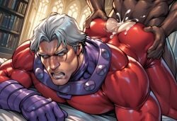 ai_generated anal_sex clothed cum_in_ass dark-skinned_male erik_lehnsherr gay interracial magneto male_only marvel marvel_comics ripped_clothing superherosuckerrr x-men