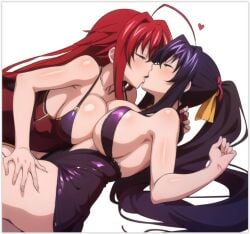 ai_generated akeno_himejima black_hair black_hair_bottom domination high_school_dxd lesbian_kiss lesbian_sex light_hair_on_dark_hair red_hair red_hair_on_black_hair red_hair_top rias_gremory yuri