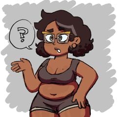 1girls anonymous_artist ass breasts camila_noceda chubby chubby_female clothing dark-skinned_female dark_skin disney disney_channel exer exercise exercise_clothing female glasses hair latina latina_milf question_mark solo tagme the_owl_house thick thick_ass thick_thighs wide_hips