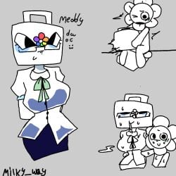 big_breasts cock dandy's_world dandy_(dandy's_world) glasses meddy_(dandy's_world_oc) medkit milky_goober nurse oc oc_x_canon self_insert thick_thighs