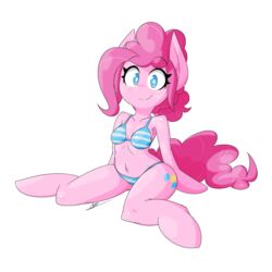 anthro bikini earth_pony equine female female_only friendship_is_magic fur kneeling mustang-blaze my_little_pony nude pinkie_pie_(mlp) pony solo straight_hair swimsuit