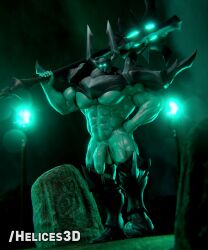 1boy balls bara barazoku big_balls big_penis helices3d league_of_legends male male_only mask masked masked_male mordekaiser muscular muscular_male penis solo solo_male