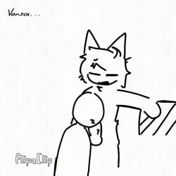 animated anthro blush digital_media_(artwork) domestic_cat duo faceless_character faceless_male felid feline felis fellatio flipaclip_(artwork) fluffy fluffy_tail genitals male male/male mammal mon oral overweight overweight_male penile penis sex tail