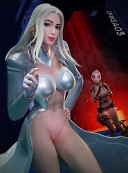 bottomless chiksa03 emma_frost emma_frost_(fortnite) female fortnite fortnite:_battle_royale gwenpool gwenpool_(fortnite) marvel marvel_comics pussy white_hair