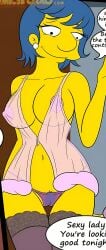 blue_hair croc_(artist) lingerie luann_van_houten milf naked the_simpsons yellow_body