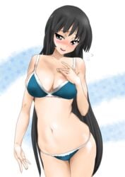 bikini black_hair blue_eyes female female_only human human_only k-on! kswazza long_hair mio_akiyama_(k-on!) solo swimsuit