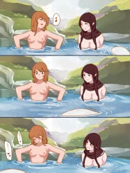 bathing heart naga pleasuring_another snake_girl topless_female yuri
