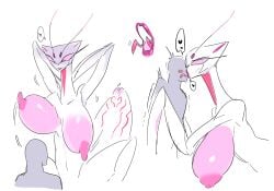 anthro armpits ass_expansion body_modification bouncing_breasts breast_expansion female futanari gender_transformation hair_loss huge_breasts human_to_anthro insect_girl insects kissing lip_expansion mantis mantis_humanoid mtf_transformation red_mantisu species_transformation thigh_expansion transformation