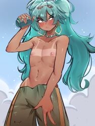 1boy belly belly_button blue_eyes blue_hair blush blushing brazil brazilian brazilian_male brazilian_miku cyan_eyes cyan_hair euvo femboy flat_chest flat_chested genderswap_(ftm) hatsune_miku idol latin_american_hatsune_miku_(meme) long_hair male male_only mikuo_hatsune nipples rule_63 shirtless shirtless_male solo_male sunglasses sunglasses_on_head tan tan-skinned_male tan_body tan_line tan_lines tan_skin tanline tanlines tanned tanned_male topless tummy turquoise_eyes turquoise_hair twink twintails vocaloid