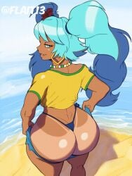 1girls animated ass ass_cleavage_tanline back_view big_ass big_breasts big_thighs blue_eyes blue_hair brazil brazilian brazilian_female brazilian_miku breasts curvy curvy_female curvy_figure cyan_eyes cyan_hair female female_only flait gif hatsune_miku highres huge_ass huge_thighs jiggling_ass latin_american_hatsune_miku_(meme) long_hair looking_at_viewer shiny_skin shirt shorts solo tagme tan tan_body tanline thick thick_ass thick_hips thick_legs thick_thighs thighs thong thong_aside twintails vocaloid wide_hips yellow_shirt