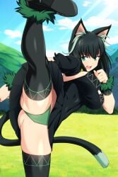 cat_ears cat_tail catgirl character_request copyright_request dress isekai_shikkaku lindaroze panties tagme tama_(isekai_shikkaku) thighhighs