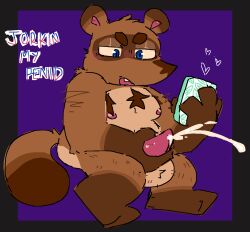 animal_crossing anthro body_hair canid canine ejaculation electronics male mammal masturbation minimal_shading nintendo phone procyonid raccoon raccoon_dog solo solo_focus tanuki theinternetizkillz tom_nook tom_nook_(animal_crossing)