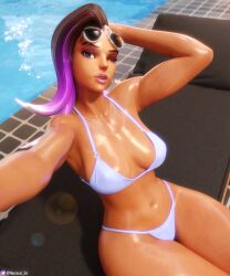 1girls 3d absurd_res big_breasts bikini breasts cleavage dark-skinned_female female female_only hi_res highres lips navel nemesis_3d olivia_colomar overwatch overwatch_2 puckered_lips selfie shiny_skin solo solo_female sombra sunglasses sunglasses_on_head thick_thighs thighs wink