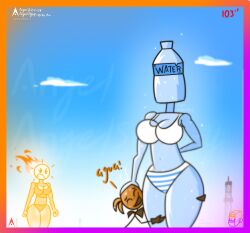 agonywelds anthro ass big_breasts blue_sky breasts femdom hand_on_head heat lady_h2o sfw striped_panties sun taller_girl text thick_ass thick_thighs thighs water waterbottle welder