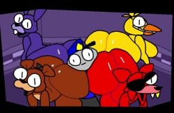 animated animatronic anthro anus ass ass_built_separately ass_clapping avian barely_visible_anus bear between_butts big_butt bird bonnie_(fnaf) bouncing_butt breasts bubble_butt butts_everywhere canid canine chica_(fnaf) chicken classic classic_bonnie_(fnaf) classic_chica_(fnaf) classic_foxy classic_freddy female five_nights_at_freddy's fox foxy_(fnaf) freddy_(fnaf) freddy_fazbear freddy_fazgyatt funny furry galliform gallus_(genus) gangbang group huge_butt lagomorph leporid los_toreadores_(music) machine male mammal meme mike_schmidt music phasianid rabbit robot sandwiched scottgames short_playtime sound sound_edit superiorfox tagme twerking video