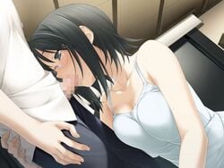 censored fellatio glasses hashimoto_takashi oral shirt_lift yorihime_nao yosuga_no_sora