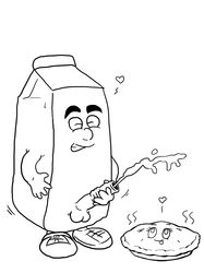 4chan balls cum cumming female food food_groupie inanimate line_art male mascot masturbation melvin_milk milk milk_carton penis pie straight unknown_artist