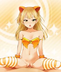 blonde_hair cat_ears kaiga pussy striped tagme thigh uncensored vaginal_penetration