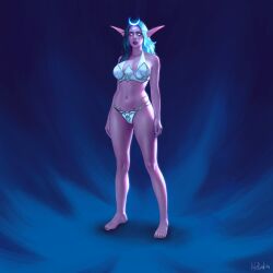 big_breasts bra kylekayhos night_elf panties priest tyrande_whisperwind warcraft world_of_warcraft