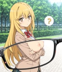 ai_generated large_breasts nipples shokuhou_misaki toaru_kagaku_no_railgun x-ray_glasses x-ray_vision