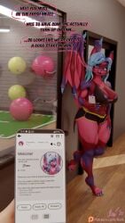 3d_(artwork) abs anthro areola areola_slip athletic athletic_wear back_wings bat bat_wings big_breasts blender_(artwork) blender_cycles blue_claws blue_eyes blue_hair blue_nipples bottomwear bra breasts claws clothed clothed_anthro clothed_female clothing comic comic_panel dialogue digital_media_(artwork) duo electronics eyebrows eyelashes female fiana_(xelli) first_person_view fur furry furry_female gym gym_bottomwear gym_shorts hair hi_res human inside leaning long_ears looking_at_viewer male mammal membrane_(anatomy) membranous_wings multicolored_body multicolored_fur muscular muscular_anthro muscular_female muscular_thighs nails nipples partially_clothed phone pink_body pink_fur purple_body purple_fur red_body red_fur shorts speech_bubble sports_bra tail tattoo thick_thighs tight_clothing toe_claws underwear wing_claws wings womb_tattoo xelli