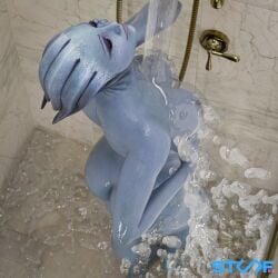 3d_(artwork) blender_(software) female female_focus female_only liara_t'soni mass_effect shower solo_female stuuf69 wet_body wet_skin