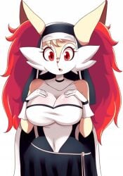 big_breasts braixen bray_(lucyfercomic) furry lucyfercomic nintendo nun_outfit pokemon pokemon_(species)