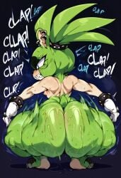 1girls ai_generated big_ass big_butt blue_eyes brax_(artist) civitai clap clapping clapping_ass clapping_cheeks green_body green_fur hips mobian_(species) non-human piercings sharp_teeth shortstack small_breasts sonic_(series) sonic_the_hedgehog_(series) squatting stable_diffusion surge_the_tenrec tagme tenrec tied_hair wide_hips