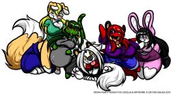 2010 anthro balls belly big_balls big_belly big_breasts black_hair blonde_hair blue_eyes bottomwear breasts bulge canid canid_taur canine canine_taur canis cecilia_(deonwolf) chibi clothing deon_(deonwolf) deonwolf detailed_bulge digital_media_(artwork) dog_taur domestic_cat domestic_dog dress ear_piercing ear_ring eyewear felid feline felis female fia_(deonwolf) fox fur genitals glasses green_body green_eyes green_fur green_hair gynomorph hair huge_balls huge_breasts intersex lagomorph leporid male mammal mammal_taur multicolored_body multicolored_fur orange_eyes pants peach_(deonwolf) piercing pink_body pink_fur purple_eyes rabbit red_body red_fur red_hair ring_piercing ruby_(deonwolf) shirt taur thick_thighs tongue tongue_out topwear two_tone_body two_tone_fur white_body white_fur white_hair wolf yellow_eyes