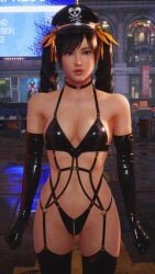 asian_female breasts female female_only leather ling_xiaoyu mod partially_clothed police_uniform policewoman revealing_clothes skimpy skimpy_clothes spandex tekken tekken_8