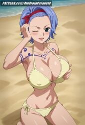 ai_generated aindroidparanoid ass beach big_ass big_breasts big_butt bikini blue_eyes blue_hair breast_grab busty cameltoe cleavage curvy fat_ass female female_only huge_ass huge_breasts huge_butt large_ass large_breasts large_butt massive_breasts nipples nojiko one_piece sand short_hair squeezing_breast stable_diffusion swimsuit voluptuous waist